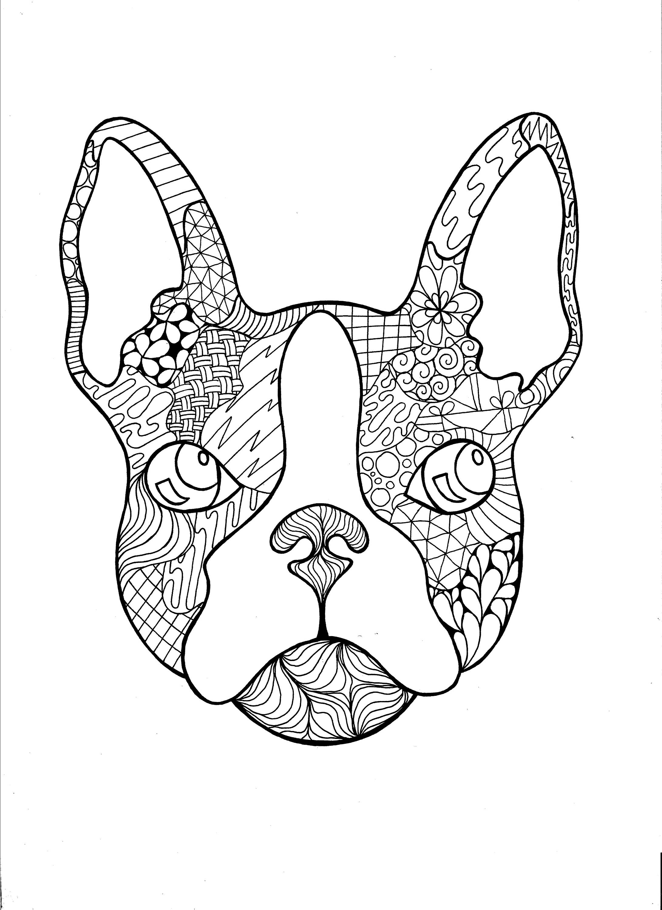 French bulldog zentangle pdf coloring page