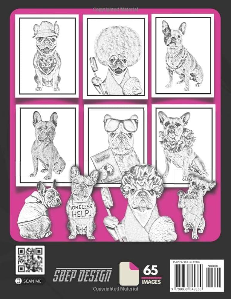 French bulldog coloring book for adults beautifull realistic coloring pages for frenchie dog owners and lovers with white background the beauty of dogs design sbep books