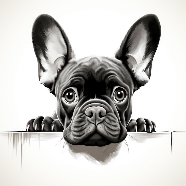 Premium ai image curious french bulldog peeking coloring page ai generated