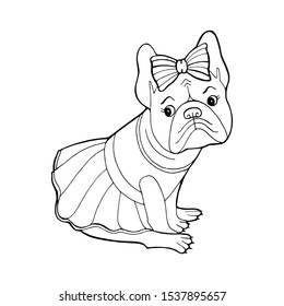 Beautiful dog dress bow coloring book stock vector royalty free