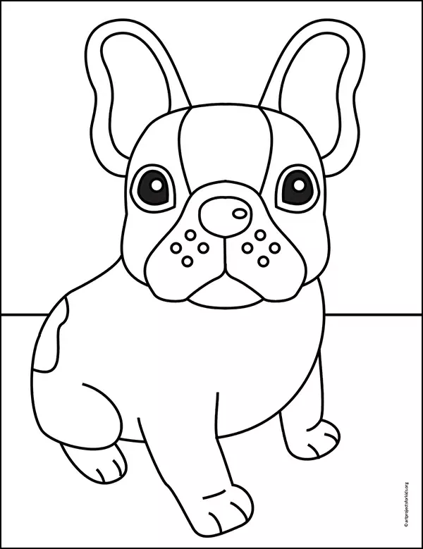 Easy how to draw a french bulldog tutorial and french bulldog coloring page french bulldog drawing bulldog drawing dog drawing simple