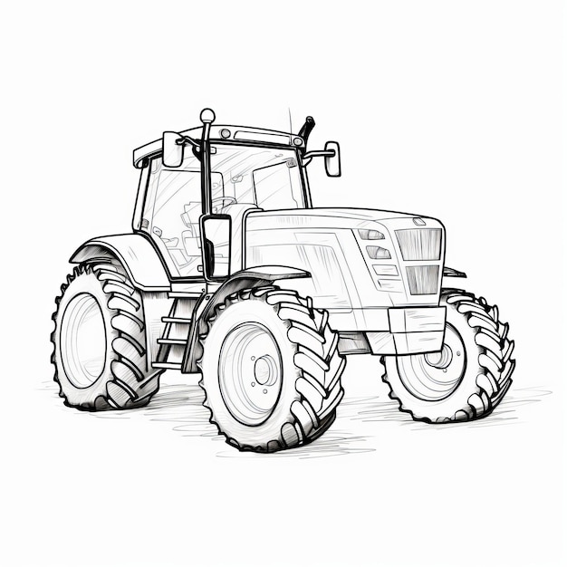 Premium ai image simple line art tractor coloring pages for kids