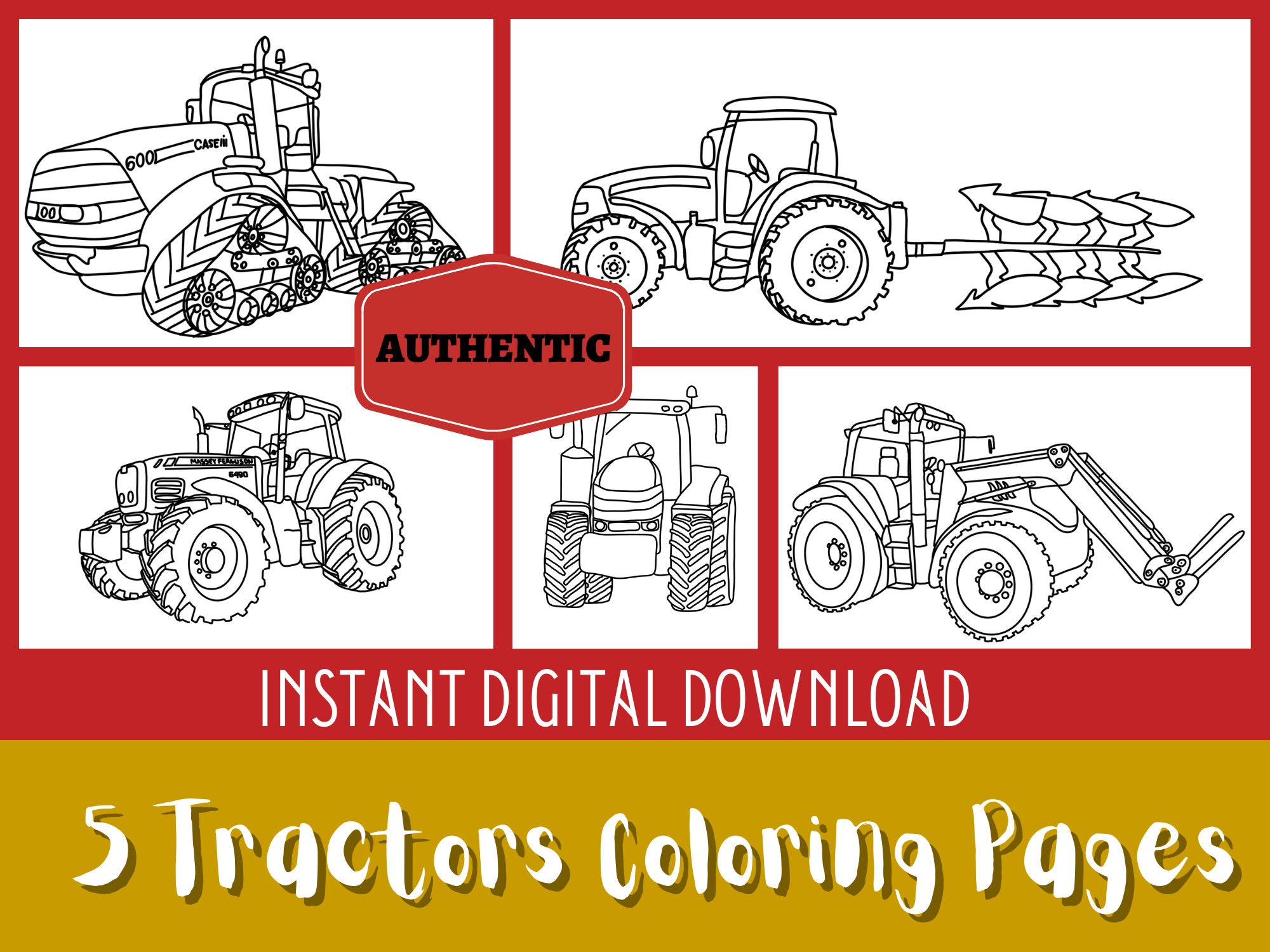 Real tractors coloring pages agriculture coloring book for kids instant digital download printable