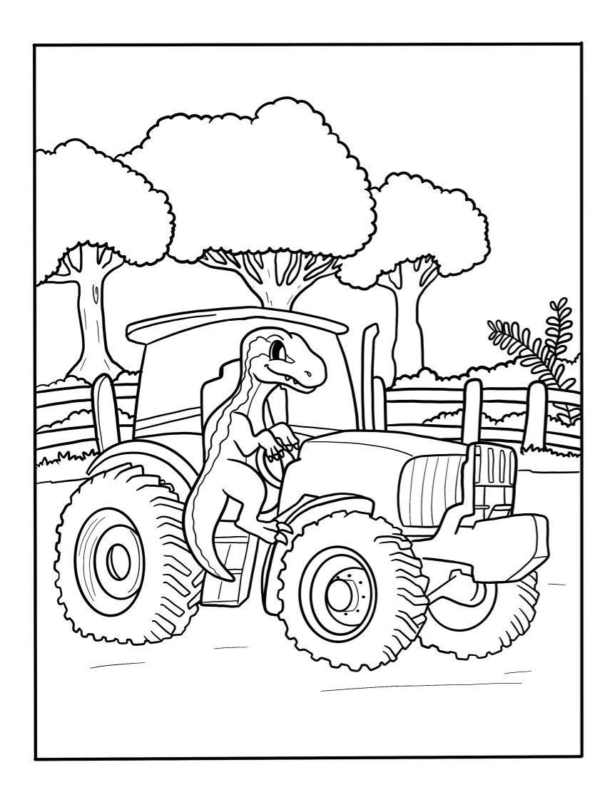 Free tractor coloring page printable dinosaur coloring pages