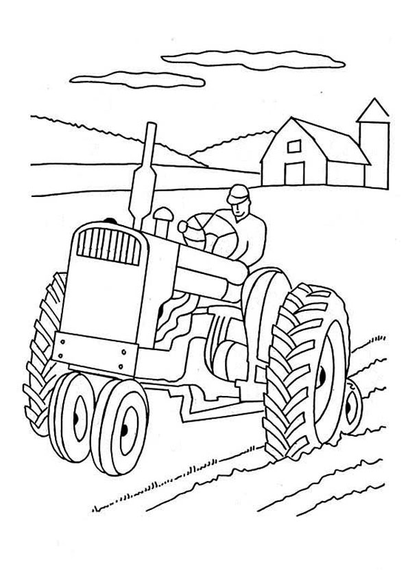 Coloring pages farm tractor coloring page