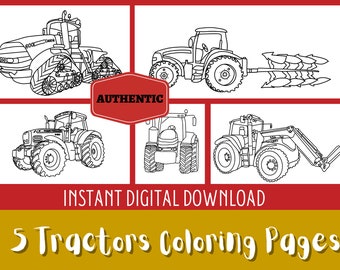 Real tractors coloring pages agriculture coloring book for kids instant digital download printable