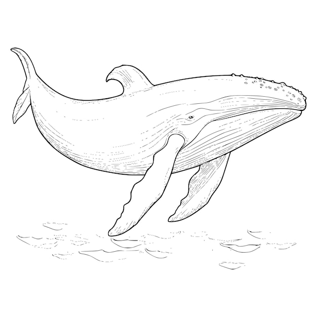 Premium vector blue whale coloring pages drawing for kid