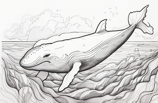 Premium ai image coloring page of a whale use clean lines and le