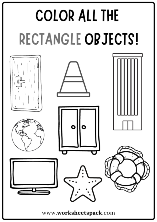 Color all the rectangles worksheet rectangle shape activity sheets free printable for kids