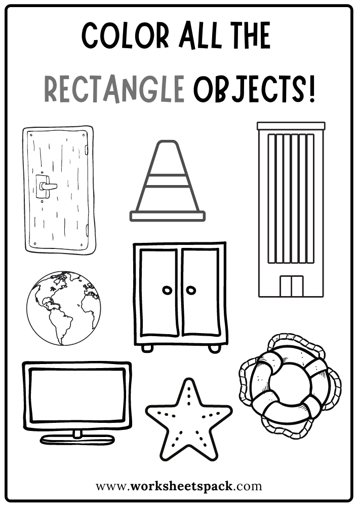 Color all the rectangles worksheet rectangle shape activity sheets free printable for kids