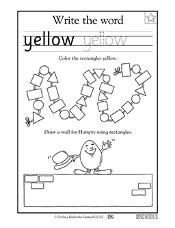 Coloring rectangles kindergarten math worksheet