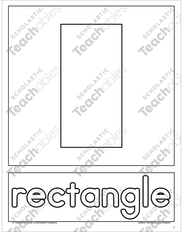 Rectangle shape and word practice page printable skills sheets