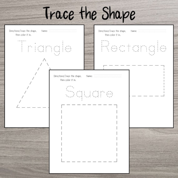 Printable trace the shape worksheets preschool basic shape recognition learning shapes kids trace pages tracing worksheet shape