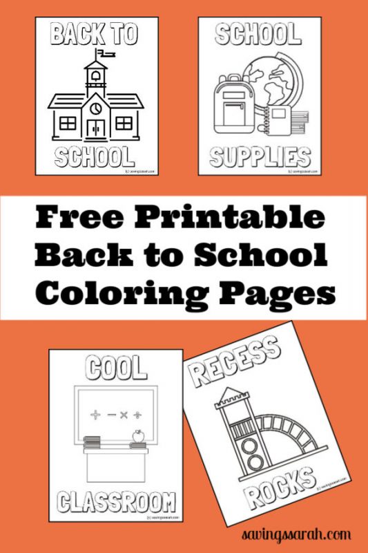 Four fun back to school coloring pages