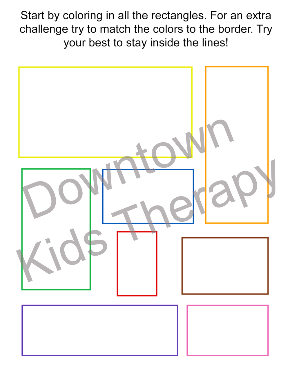 Rectangle shape packet â downtown kids therapy