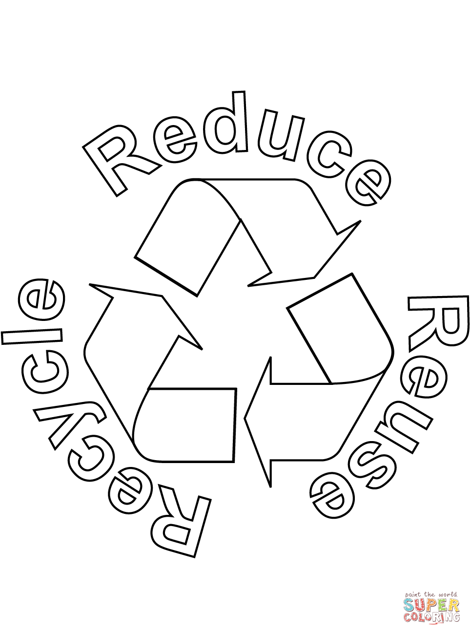 Reduce reuse recycle coloring page free printable coloring pages