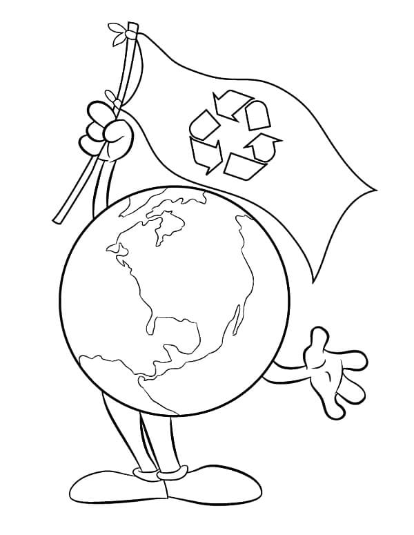 Earth day recycling flag coloring page