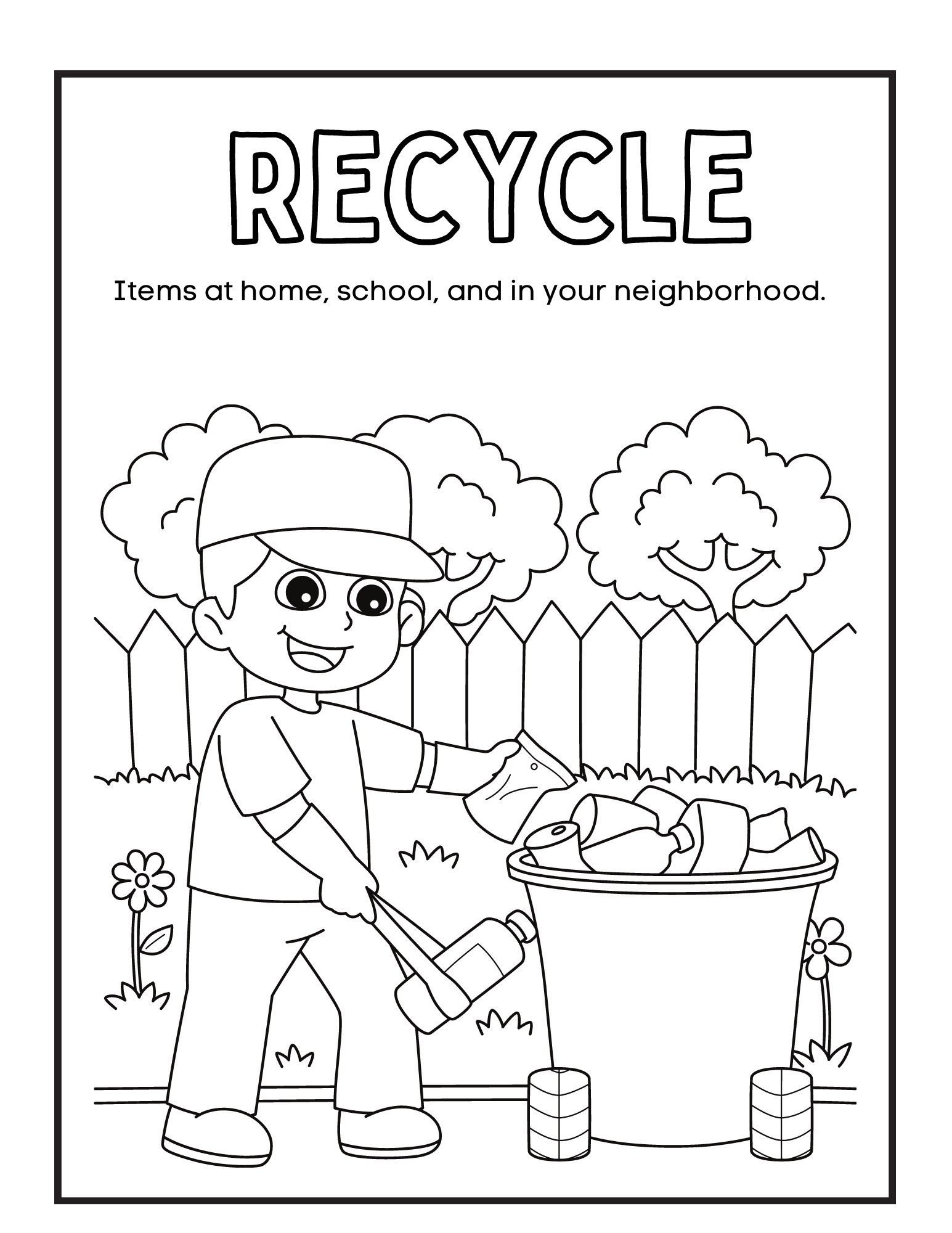 Reduce reuse recycle coloring pages â