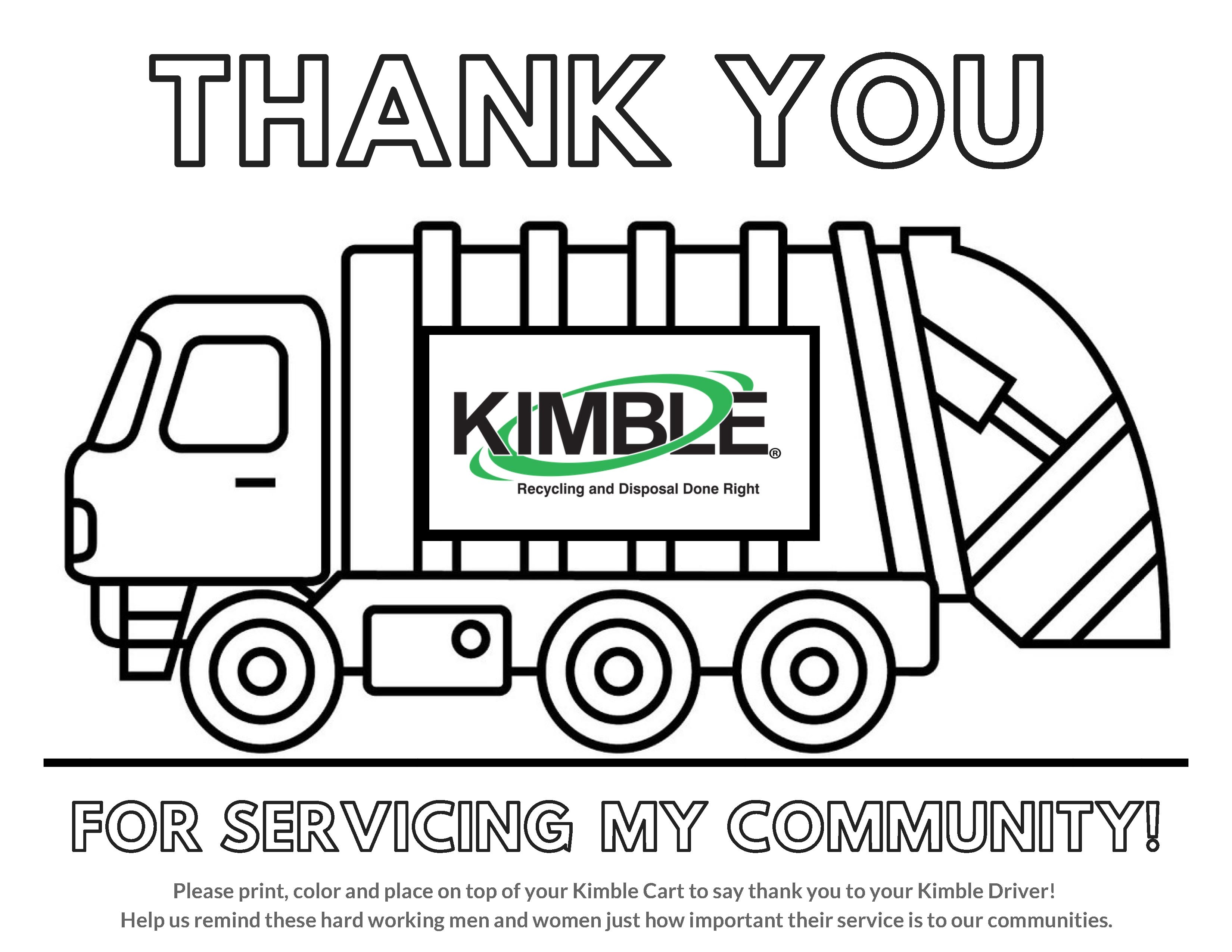 Thank you free coloring page kimble recycling disposal