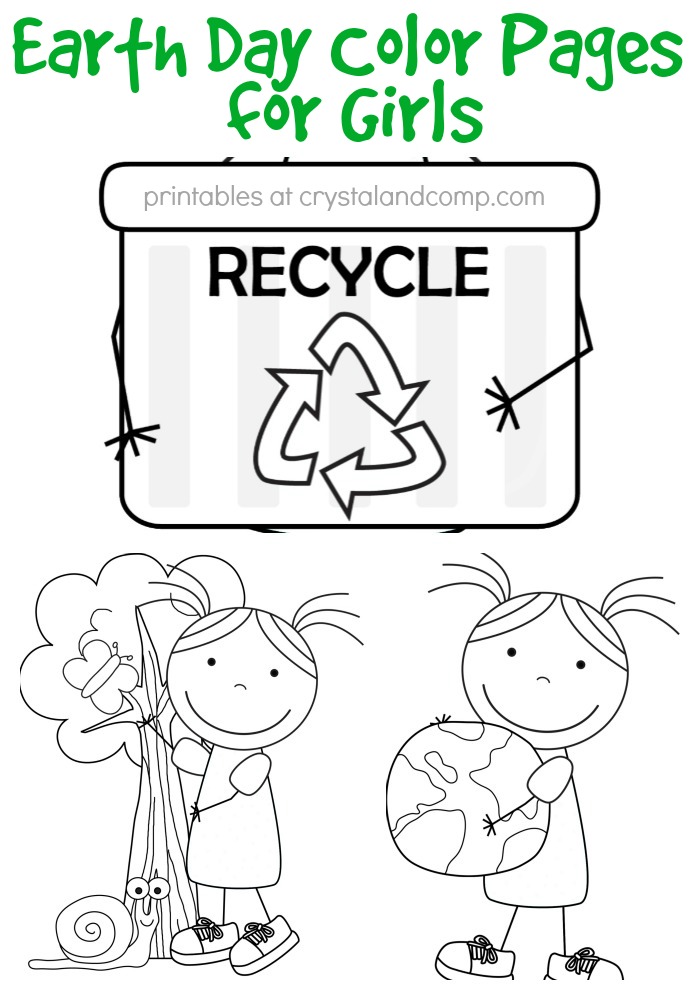Kid color pages earth day for girls