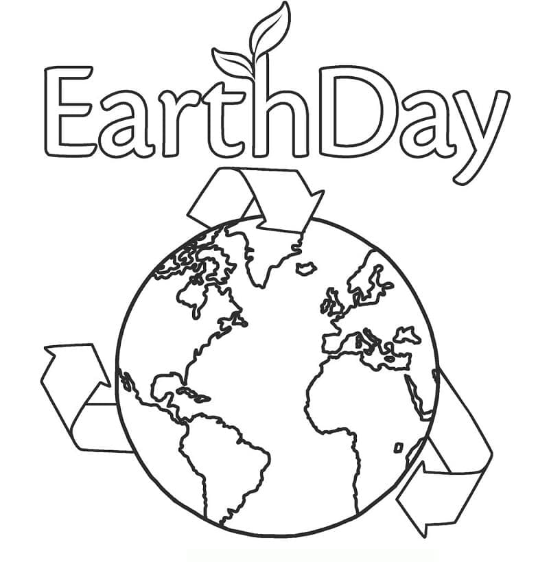 Earth day recycling coloring page