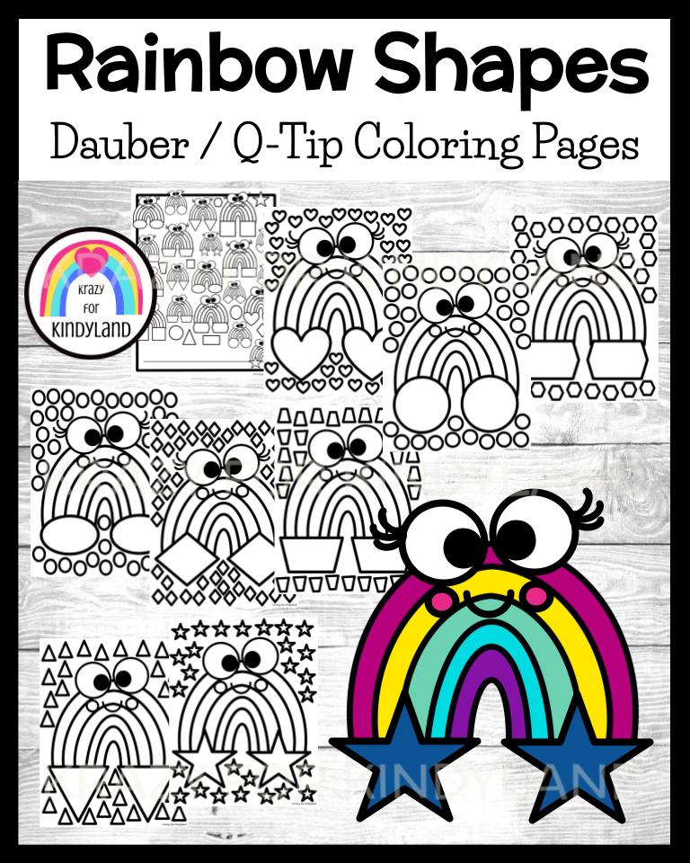 Rainbow shape coloring pages april recycling dauber q