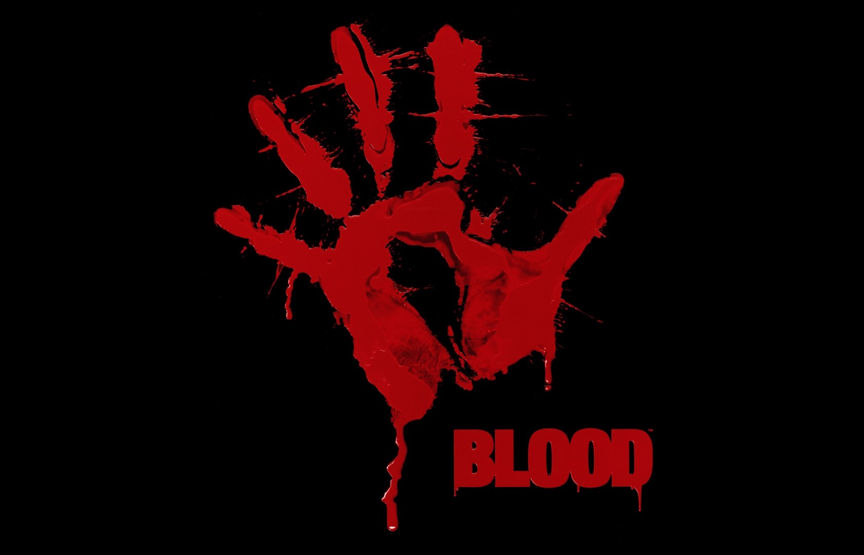 Hand print red black blood