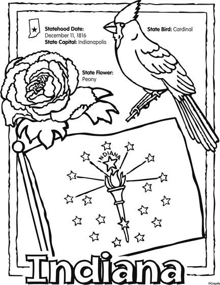 State of indiana free coloring page