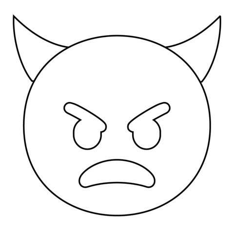 Angry face with horns emoji coloring page free printable coloring pages