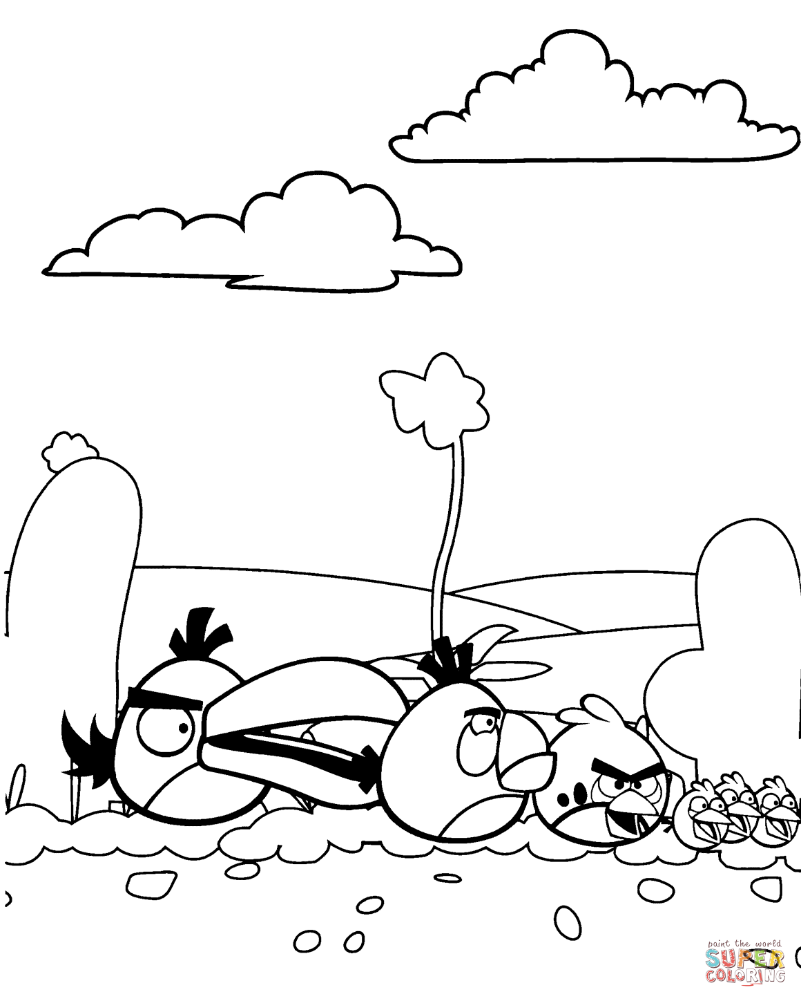 Angry birds flock in desert coloring page free printable coloring pages