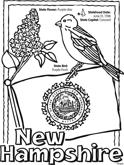 State of new hampshire free coloring page