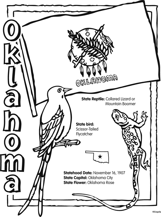 State of oklahoma free coloring page