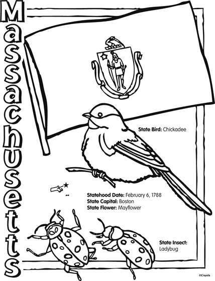 State of massachusetts free coloring page