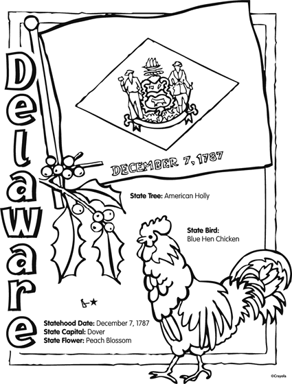 State of delaware free coloring page