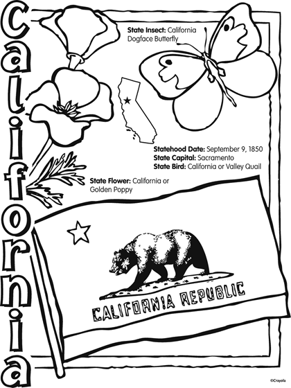 State of california free coloring page