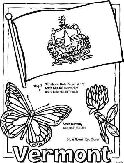 State of vermont free coloring page