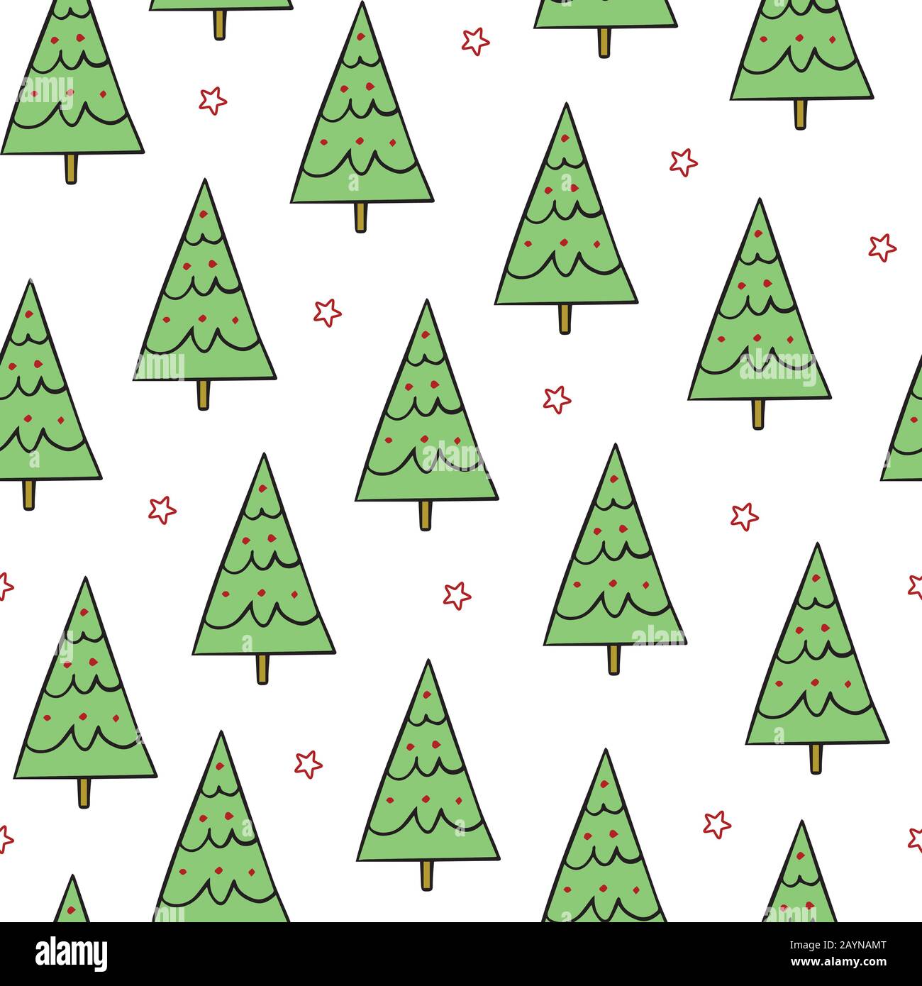 Simple green christmas trees with red stars on white background seamless repeat christmas holiday pattern for wrapping and wallpaper stock vector image art