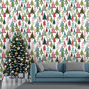 Christmas wallpaper blue red green santas tree wallpaper for home der background wall mural cmcm diy tools