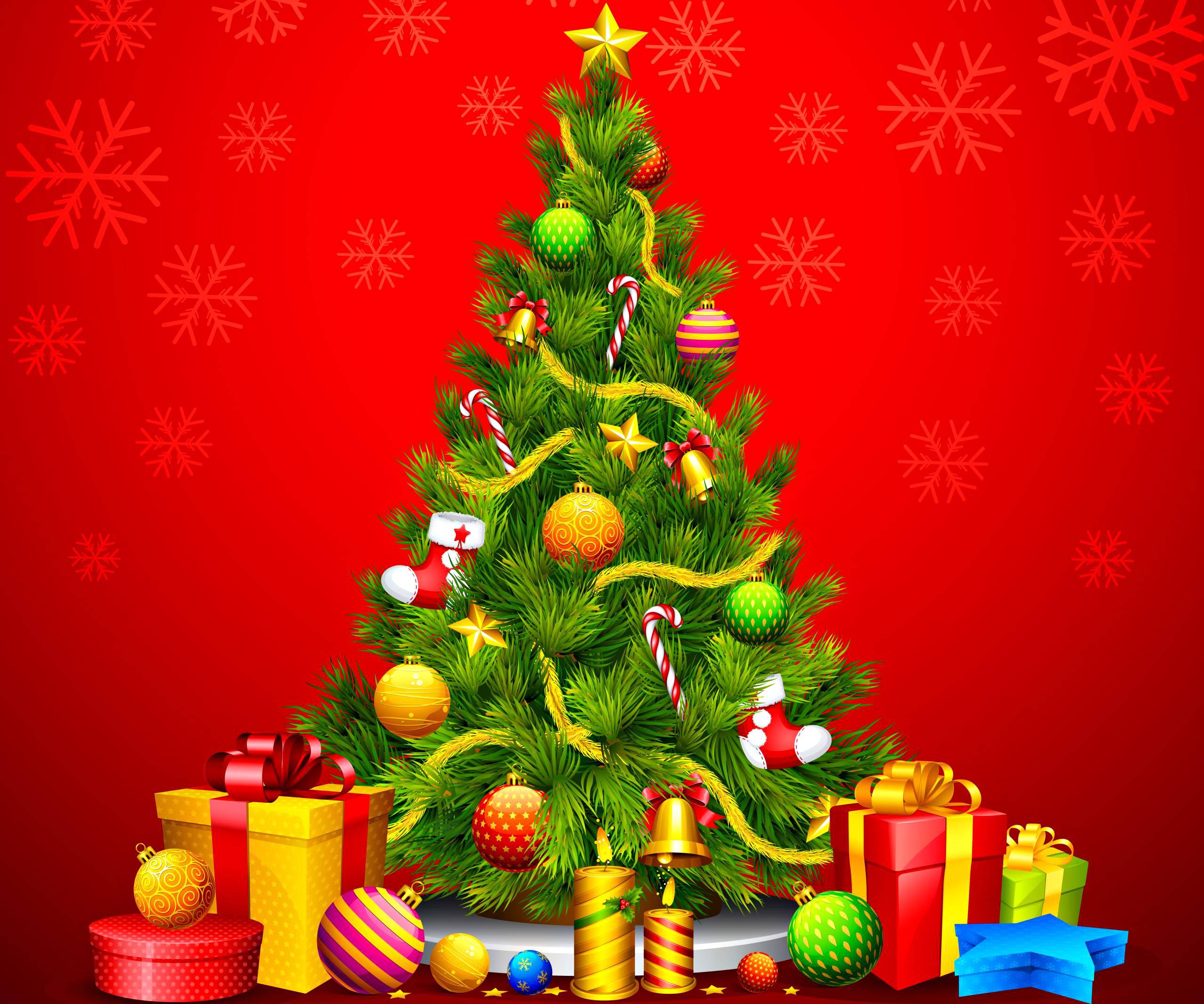 Red green christmas tree wallpapers