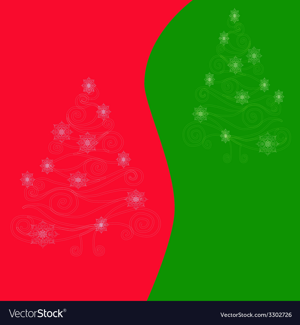 Christmas tree on red green background royalty free vector