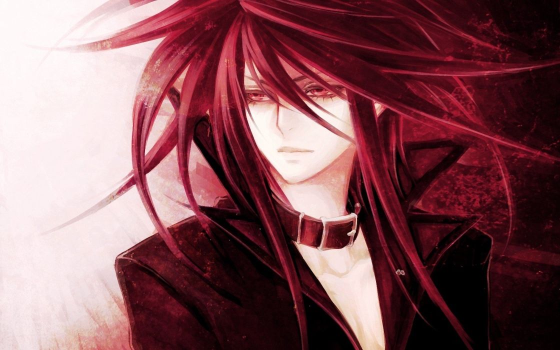 Demon art man face anime red hair wallpaper x