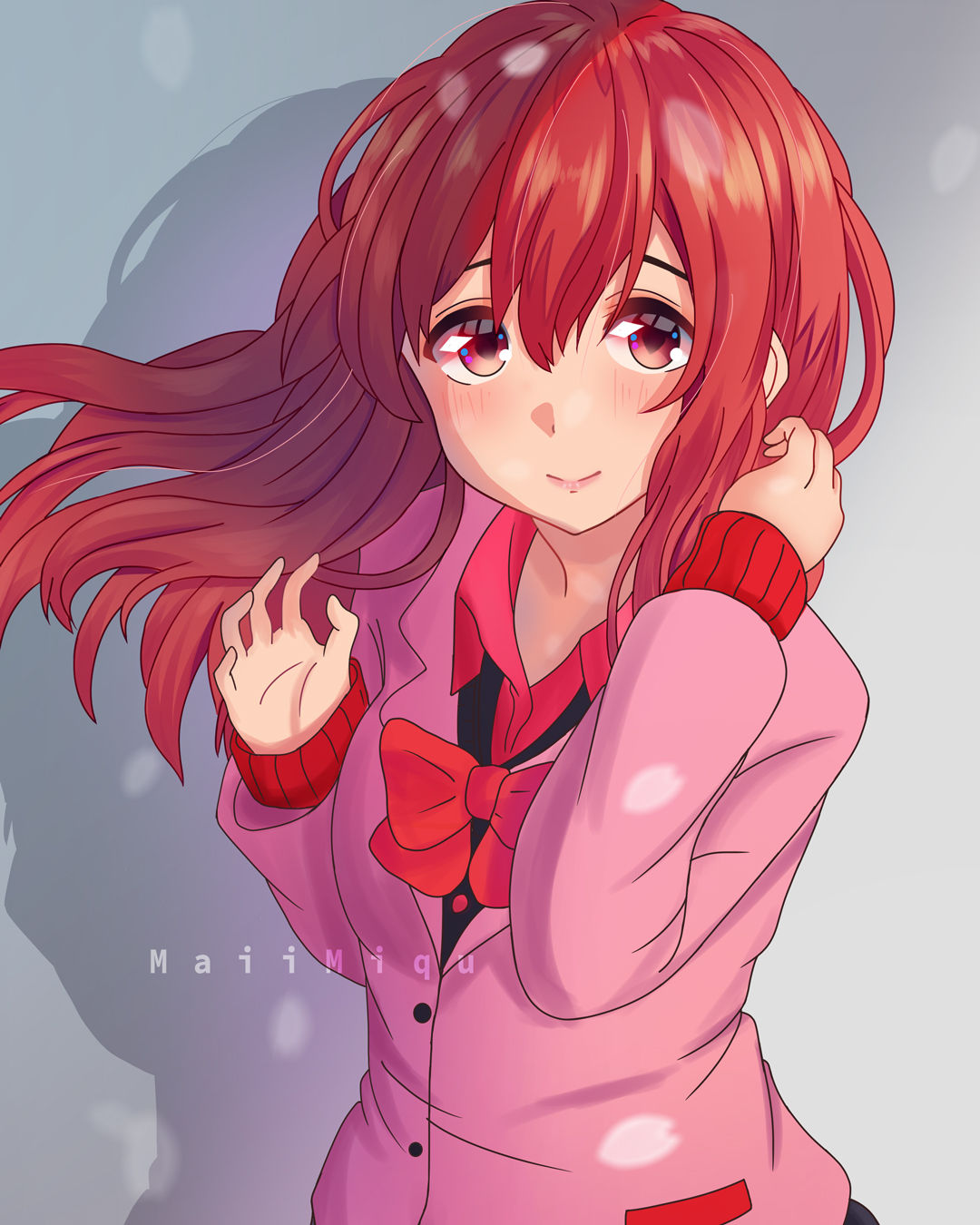 Red hair anime girl rmedibangpaint