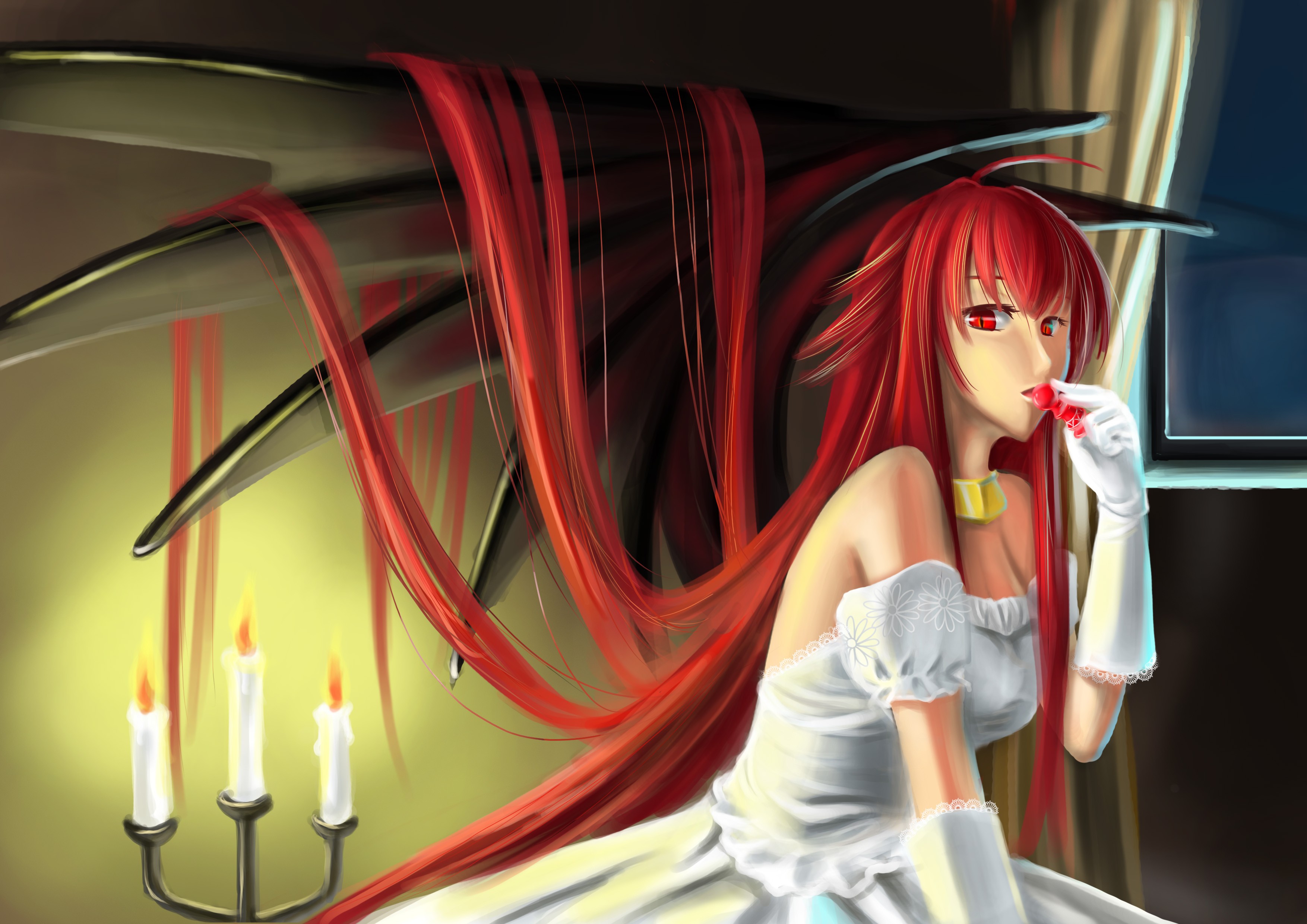 Wallpaper redhead long hair anime girls wings red eyes gremory rias wedding dress screenshot x