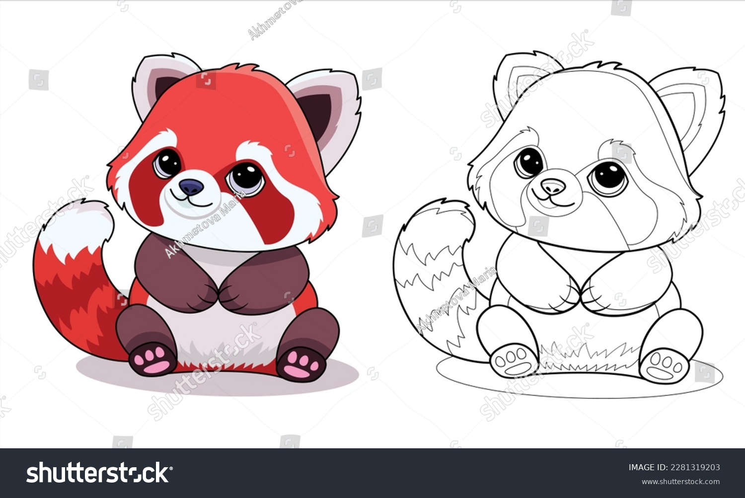 Red panda childrens coloring vector stock vector royalty free