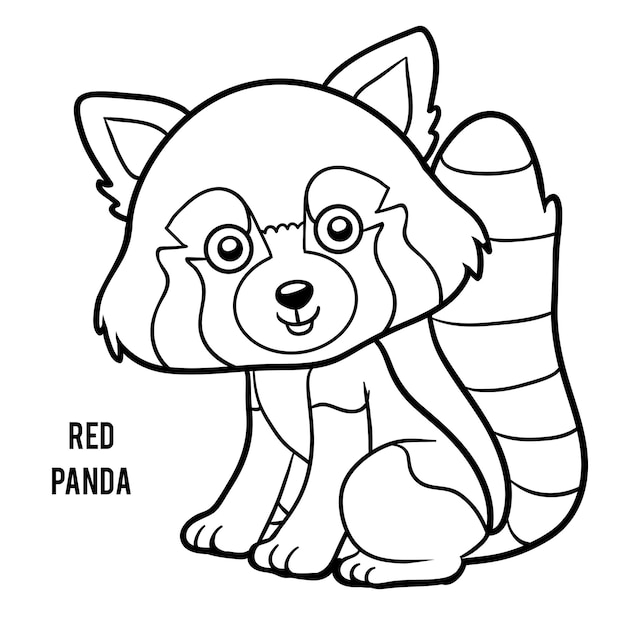Premium vector coloring book for children red panda