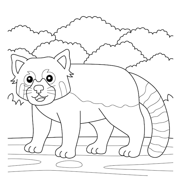 Premium vector red panda coloring page for kids
