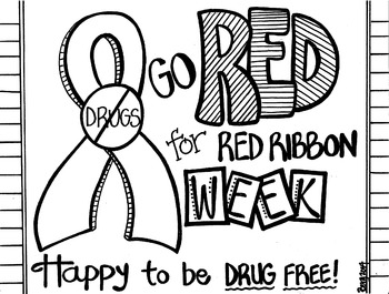 Red ribbon week coloring sheet by koolkats art bin tpt