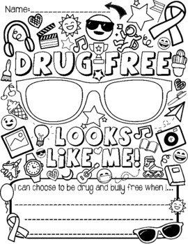 Red ribbon week coloring page tpt
