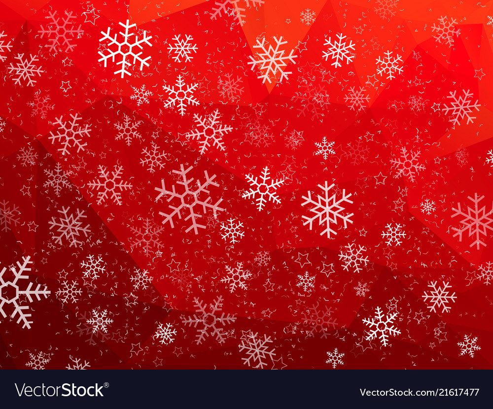 Red abstract christmas background with snowflakes vector image