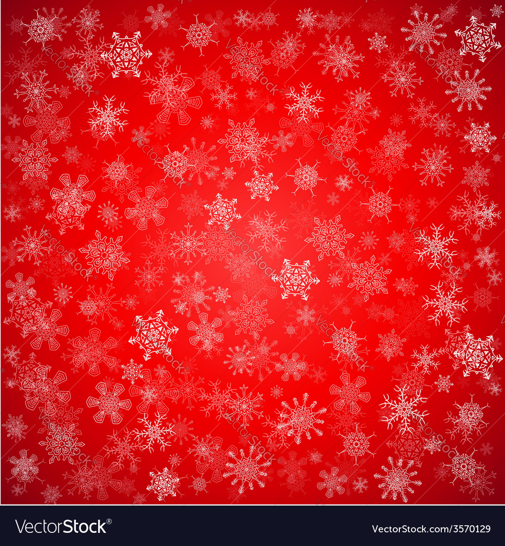 Red christmas background with different snowflakes